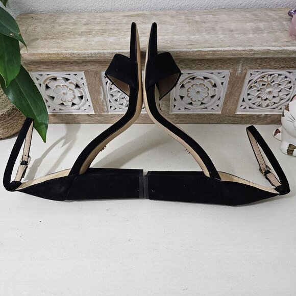 SAM EDELMAN Black Leather Suede Ankle Strap Block Heel Sandal Womens Sz 9.5 W - Picture 9 of 9
